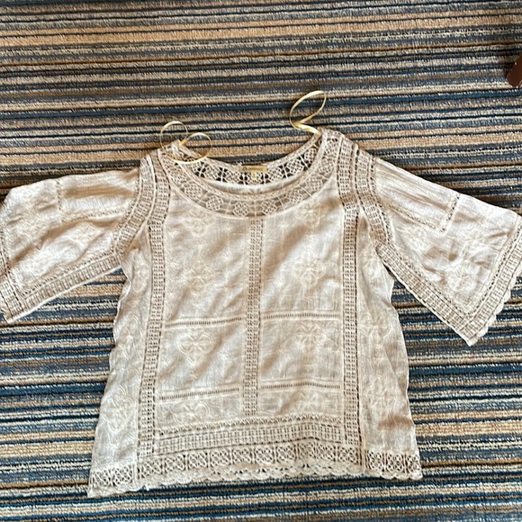 Democracy Tops - Democracy woven and crocheted beige top